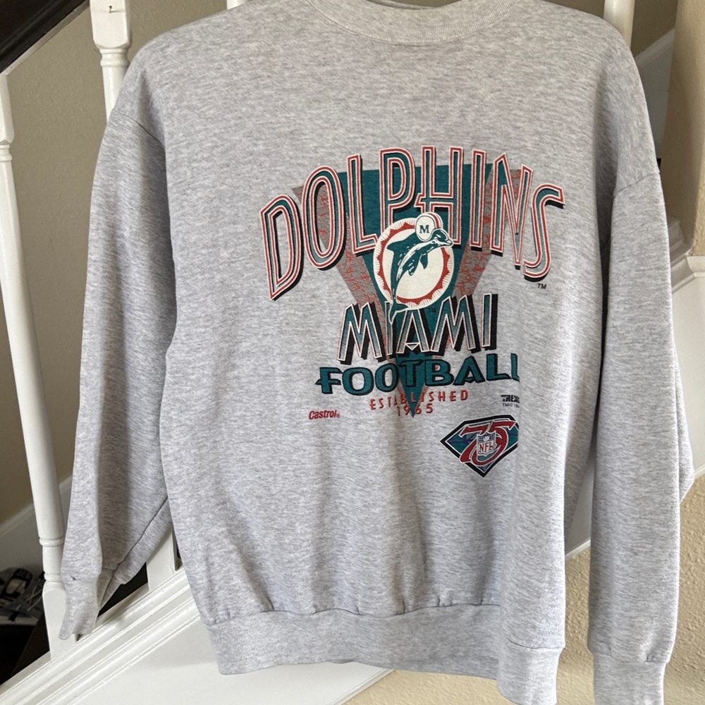 Tultex Gray Dolphins Crewneck Sweater